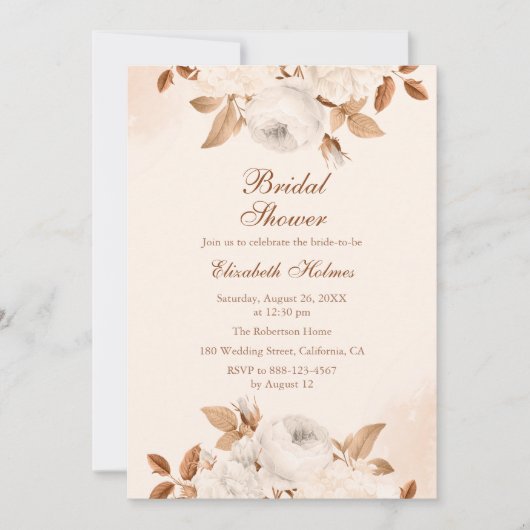 Boho Bord Perzik Terracotta Bloemen Vrijgezellenfe Kaart (Voorkant)