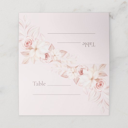 Boho Bord Roze Bloemen Bruiloft Plaats Kaart Plaatskaartje (Buitenkant ongevouwen)