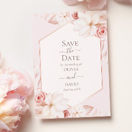 Boho Bord Roze Rozen Save the Date Kaart
