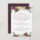 Boho bordeaux bloemen bruiloft gast informatie informatiekaartje (Voorkant / Achterkant)