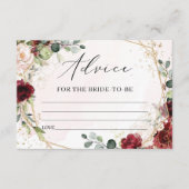 Boho bordeaux bloemengoud advies voor de bruid informatiekaartje (Voorkant)
