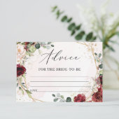 Boho bordeaux bloemengoud advies voor de bruid informatiekaartje (Staand voorkant)