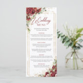 Boho bordeaux bloemengoud geometrische bruiloft me menu (Staand voorkant)