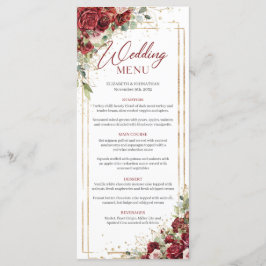 Boho bordeaux bloemengoud geometrische bruiloft me menu