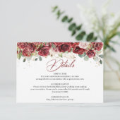 Boho bordeaux bloemengroene eucalyptus details kaa informatiekaartje (Staand voorkant)