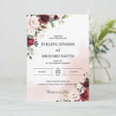 Boho bordeaux blos roze bloemenbohemian kaart (Staand voorkant)