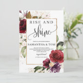 Boho bordeaux blos roze bloemenopkomst en glans kaart (Staand voorkant)