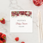 Boho bordeaux blozen rozen eucalyptus Baby shower Servet (Insitu)