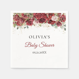 Boho bordeaux blozen rozen eucalyptus Baby shower Servet