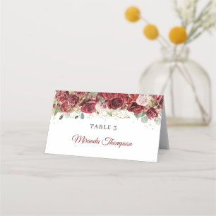 Boho bordeaux & blush rozen eucalyptus plaats kaar plaatskaartje