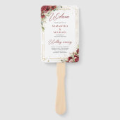 Boho bordeaux en blozen rozen eucalyptus programma handwaaier (Voorkant)