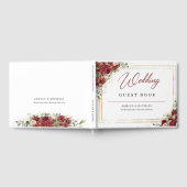 Boho bordeaux en blozen rozen gouden bruiloft gastenboek (Volledig)