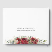 Boho bordeaux en blozen rozen gouden bruiloft gastenboek (Achterkant)