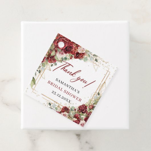 Boho bordeaux en blozen rozen Vrijgezellenfeest Bedankjes Labels (In situ)