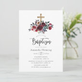 Boho bordeaux en marine bloemendoop kaart (Staand voorkant)