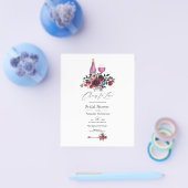 Boho bordeaux en marine wijnproeverij bruidsdouche flyer (Enkel)
