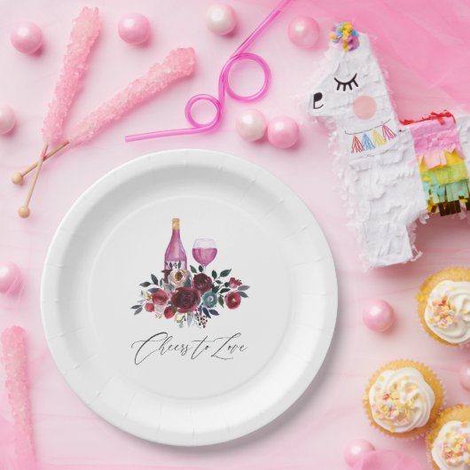 Boho bordeaux en marine wijnproeverij bruidsdouche papieren bordje (Feest)