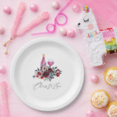 Boho bordeaux- en marinewijndrinkende bruidsdouche papieren bordje (Feest)