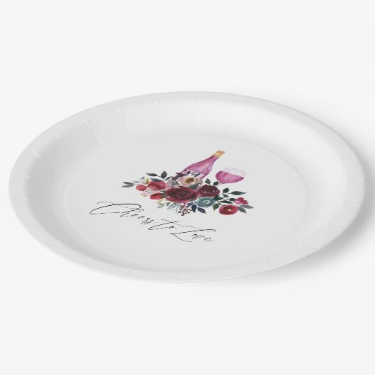 Boho bordeaux- en marinewijndrinkende bruidsdouche papieren bordje (Gekanteld)