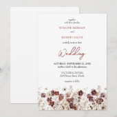 Boho bordeaux en terracotta wilde bloemen kaart (Voorkant / Achterkant)