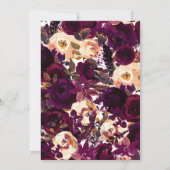 Boho Bordeaux Maroon Bloemrijke Bruidsdouche Herfs Kaart (Achterkant)