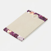 Boho Bordeaux Marsala Bloemen Kraft Rustiek Monogr Post-it® Notes (Schuin)