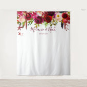 Boho bordeaux veren bloem foto achtergrond wandkleed (Voorkant)