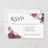 Boho-bordeauxrode bloemenbruiloft RSVP kaartje (Voorkant)