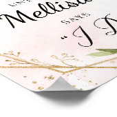 Boho bordeauxrood bloemmotief gouden lijst aftelbo poster (Hoek)