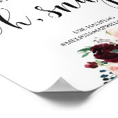 Boho bordeauxrood bloemmotief vang de liefde huwel poster (Hoek)