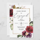 Boho bordeauxrood bloesem rood merlot engageer kaart (Voorkant)