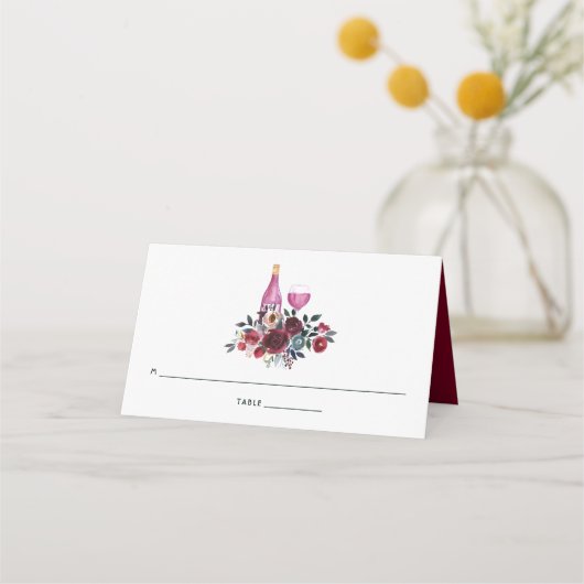 Boho bordeauxrood en marine wijnproeverij plaatskaartje (Voorkant)