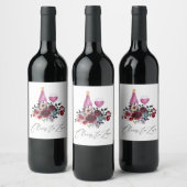 Boho bordeauxrood en marine wijnproeverij wijn etiket (Flessen)