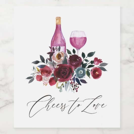 Boho bordeauxrood en marine wijnproeverij wijn etiket (Enkel label)