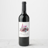 Boho bordeauxrood en marine wijnproeverij wijn etiket (Voorkant)
