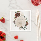 Boho bordeauxrood roze roos bloemig hout plak brui servet (Insitu)