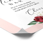 Boho bordeauxroze roze bloemige mimosa bar bord poster (Hoek)