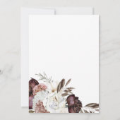 Boho bordeauxrozen herfst bruiloftsdouche kaart (Achterkant)