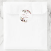 Boho bordeauxrozen verliefd bloem bruiloft ronde sticker (Tas)