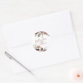 Boho bordeauxrozen verliefd bloem bruiloft ronde sticker (Envelop)