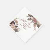 Boho bordeauxrozen verliefd bloem bruiloft servet (Hoek)