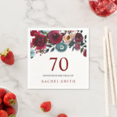 Boho Bordo Burgundy Red Flowers 70th Birthday Servetten (Insitu)
