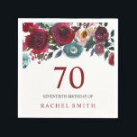 Boho Bordo Burgundy Red Flowers 70th Birthday Servetten<br><div class="desc">Boho Bordo Burgundy Red Flowers 70th Birthday Party White Paper Napkin - Kan tekst en kleur wijzigen zoals u wilt. Handbediende Waterverf Groene bloemen en Floral design tekst met vuursteentje Bekijk onze niche en nestwinkel voor het bijbehorende collectie</div>