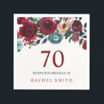 Boho Bordo Burgundy Red Flowers 70th Birthday Servetten<br><div class="desc">Boho Bordo Burgundy Red Flowers 70th Birthday Party White Paper Napkin - Kan tekst en kleur wijzigen zoals u wilt. Handbediende Waterverf Groene bloemen en Floral design tekst met vuursteentje Bekijk onze niche en nestwinkel voor het bijbehorende collectie</div>