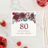 Boho Bordo Burgundy Red Flowers 80th Birthday Servetten (Insitu)