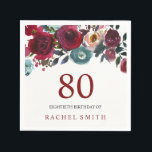 Boho Bordo Burgundy Red Flowers 80th Birthday Servetten<br><div class="desc">Boho Bordo Burgundy Red Flowers 80th Birthday Party White Paper Napkin - Kan tekst en kleur wijzigen zoals u wilt. Handbediende Waterverf Groene bloemen en Floral design tekst met vuursteentje Bekijk onze niche en nestwinkel voor het bijbehorende collectie</div>