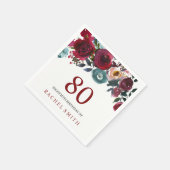 Boho Bordo Burgundy Red Flowers 80th Birthday Servetten (Hoek)