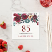 Boho Bordo Burgundy Red Flowers 85th Birthday Servet (Insitu)