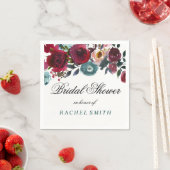 Boho Bordo Burgundy Red Flowers Vrijgezellenfeest Servetten (Insitu)