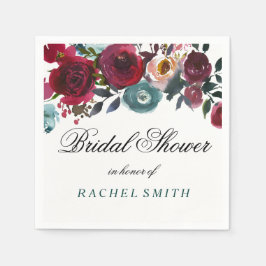 Boho Bordo Burgundy Red Flowers Vrijgezellenfeest Servetten